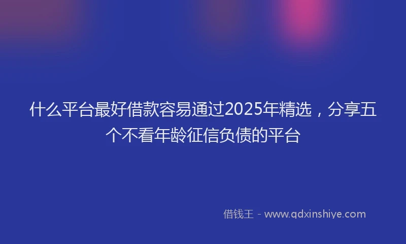 什么平台最好借款容易通过2025年精选，分享五个不看年龄征信负债的平台