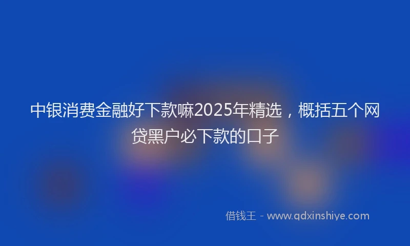中银消费金融好下款嘛2025年精选，概括五个网贷黑户必下款的口子