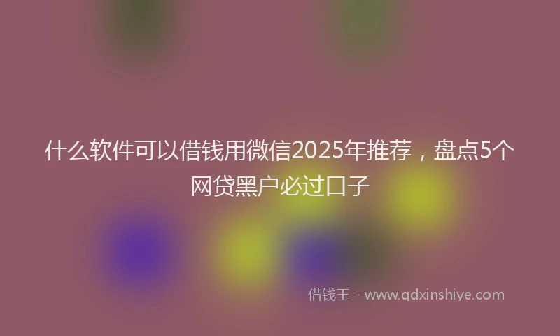 什么软件可以借钱用微信2025年推荐，盘点5个网贷黑户必过口子