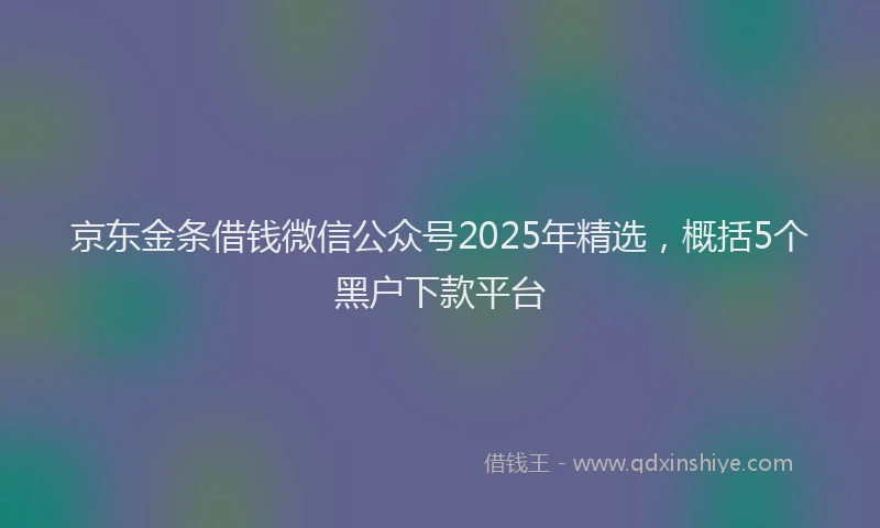京东金条借钱微信公众号2025年精选，概括5个黑户下款平台