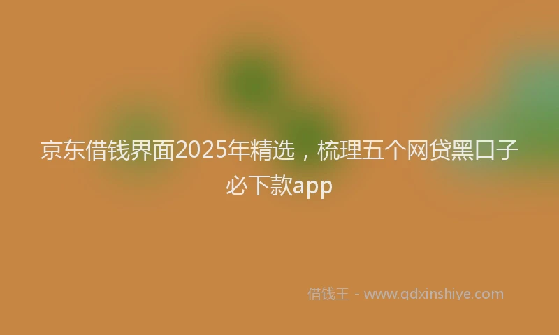 京东借钱界面2025年精选，梳理五个网贷黑口子必下款app
