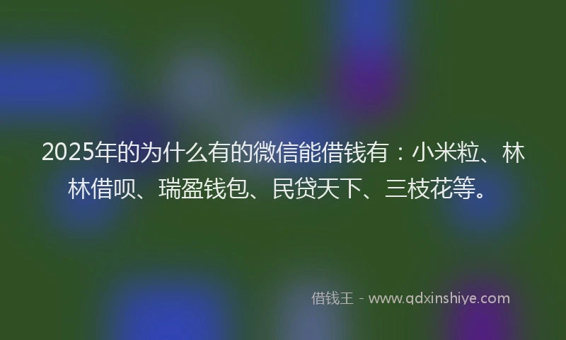 2025年的为什么有的微信能借钱有：小米粒、林林借呗、瑞盈钱包、民贷天下、三枝花等。