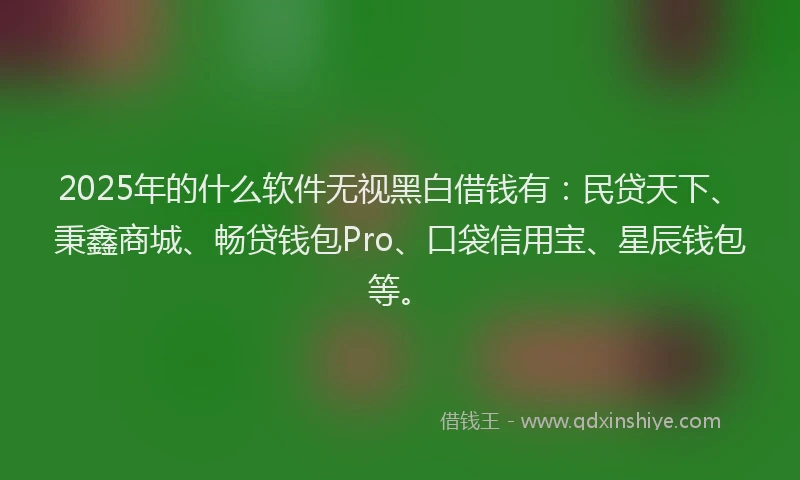 2025年的什么软件无视黑白借钱有：民贷天下、秉鑫商城、畅贷钱包Pro、口袋信用宝、星辰钱包等。