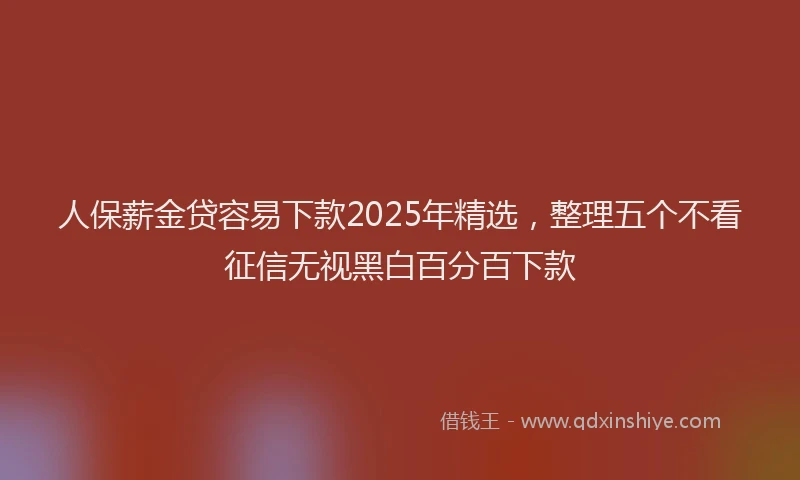 人保薪金贷容易下款2025年精选,整理五个不看征信无视黑白百分百下款