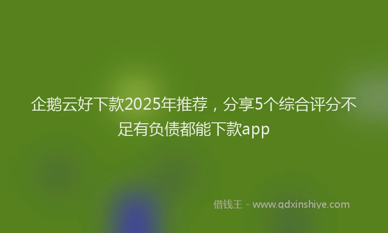 企鹅云好下款2025年推荐，分享5个综合评分不足有负债都能下款app