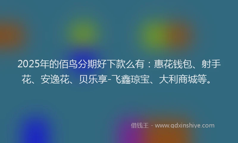 2025年的佰鸟分期好下款么有：惠花钱包、射手花、安逸花、贝乐享-飞鑫琼宝、大利商城等。