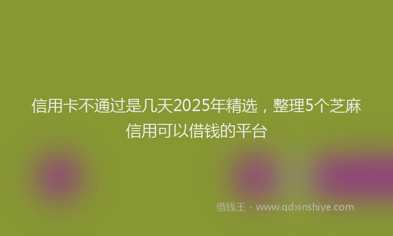 信用卡不通过是几天2025年精选，整理5个芝麻信用可以借钱的平台