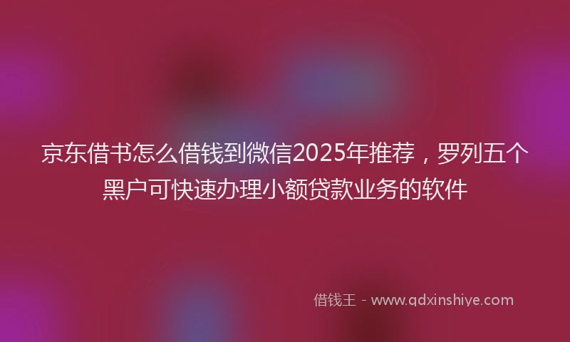 京东借书怎么借钱到微信2025年推荐，罗列五个黑户可快速办理小额贷款业务的软件