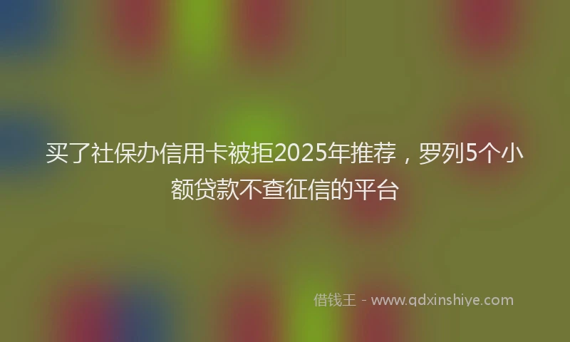 买了社保办信用卡被拒2025年推荐，罗列5个小额贷款不查征信的平台