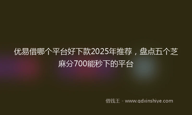 优易借哪个平台好下款2025年推荐，盘点五个芝麻分700能秒下的平台