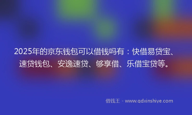 2025年的京东钱包可以借钱吗有：快借易贷宝、速贷钱包、安逸速贷、够享借、乐借宝贷等。