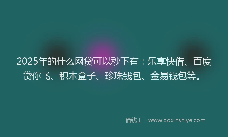 2025年的什么网贷可以秒下有：乐享快借、百度贷你飞、积木盒子、珍珠钱包、金易钱包等。