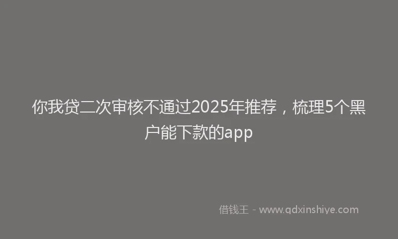 你我贷二次审核不通过2025年推荐，梳理5个黑户能下款的app