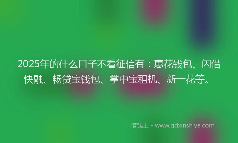 2025年的什么口子不看征信有:惠花钱包、闪借快融、畅贷宝钱包、掌中宝租机、新一花等。