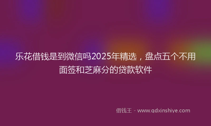 乐花借钱是到微信吗2025年精选，盘点五个不用面签和芝麻分的贷款软件