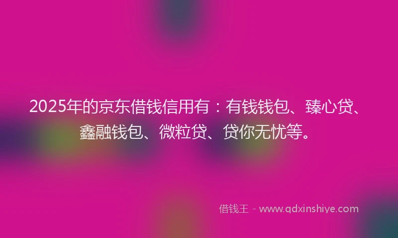 2025年的京东借钱信用有：有钱钱包、臻心贷、鑫融钱包、微粒贷、贷你无忧等。