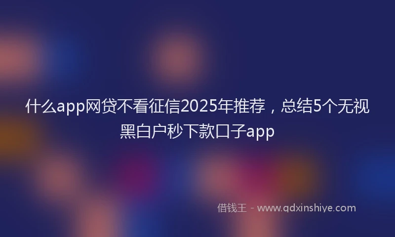 什么app网贷不看征信2025年推荐,总结5个无视黑白户秒下款口子app