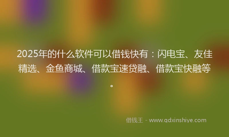 2025年的什么软件可以借钱快有：闪电宝、友佳精选、金鱼商城、借款宝速贷融、借款宝快融等。
