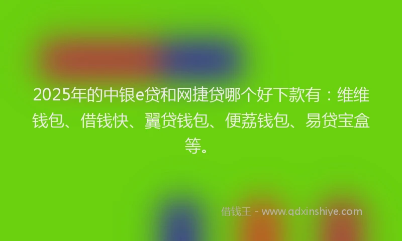 2025年的中银e贷和网捷贷哪个好下款有：维维钱包、借钱快、翼贷钱包、便荔钱包、易贷宝盒等。
