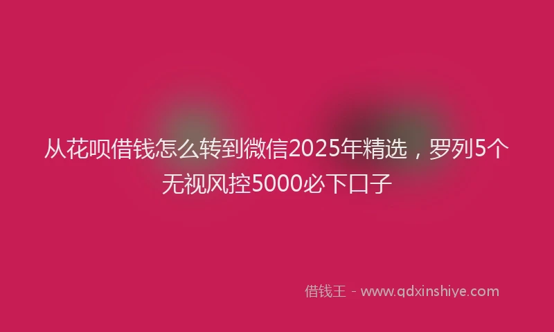 从花呗借钱怎么转到微信2025年精选，罗列5个无视风控5000必下口子