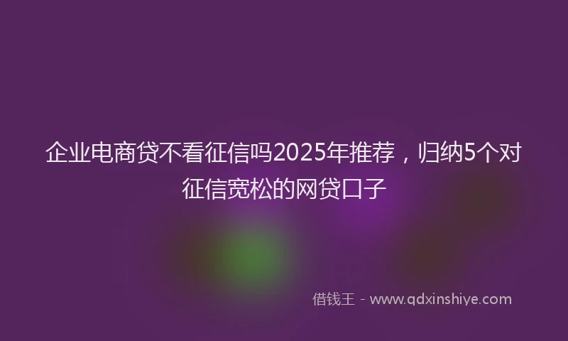 企业电商贷不看征信吗2025年推荐，归纳5个对征信宽松的网贷口子