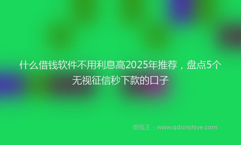 什么借钱软件不用利息高2025年推荐，盘点5个无视征信秒下款的口子
