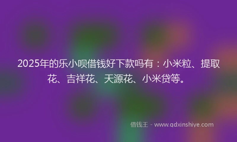 2025年的乐小呗借钱好下款吗有：小米粒、提取花、吉祥花、天源花、小米贷等。