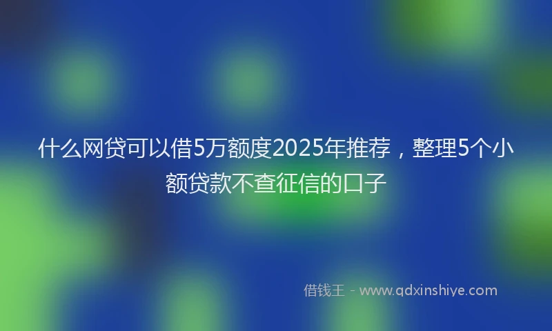 什么网贷可以借5万额度2025年推荐，整理5个小额贷款不查征信的口子