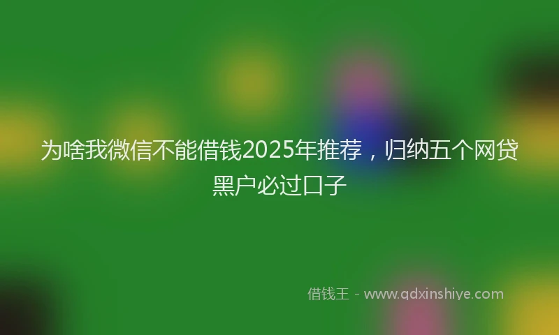 为啥我微信不能借钱2025年推荐,归纳五个网贷黑户必过口子