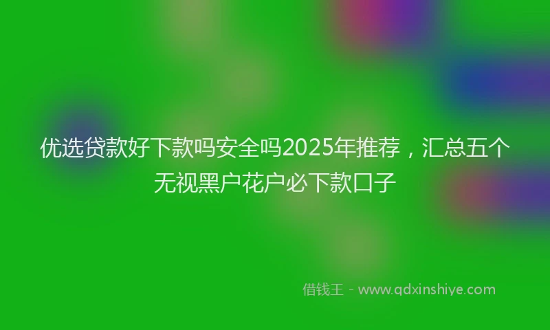 优选贷款好下款吗安全吗2025年推荐，汇总五个无视黑户花户必下款口子