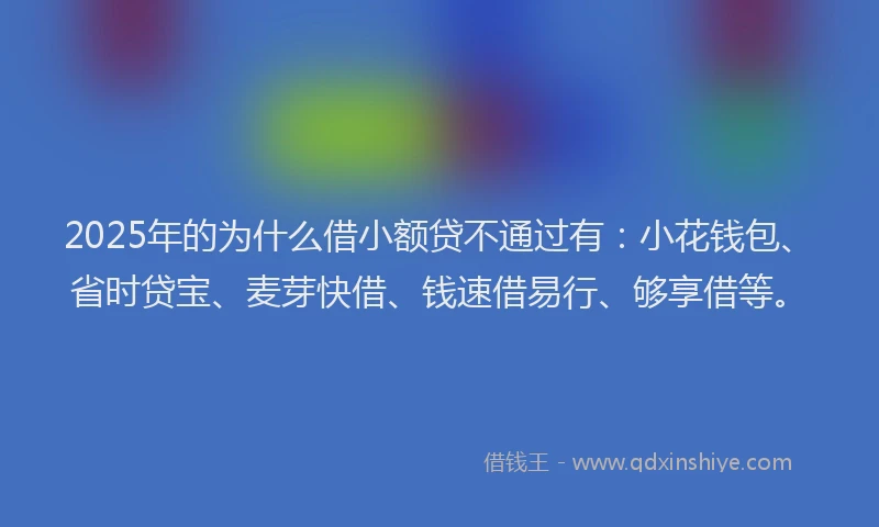 2025年的为什么借小额贷不通过有:小花钱包、省时贷宝、麦芽快借、钱速借易行、够享借等。