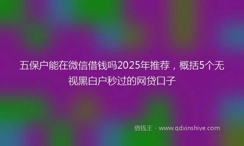 五保户能在微信借钱吗2025年推荐，概括5个无视黑白户秒过的网贷口子