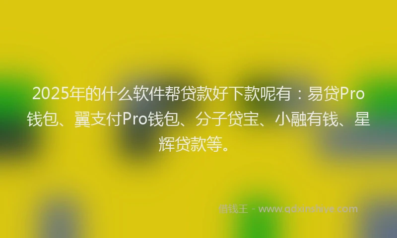 2025年的什么软件帮贷款好下款呢有：易贷Pro钱包、翼支付Pro钱包、分子贷宝、小融有钱、星辉贷款等。