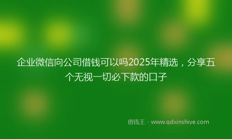 企业微信向公司借钱可以吗2025年精选，分享五个无视一切必下款的口子
