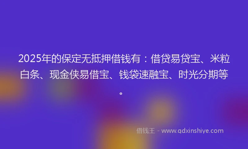 2025年的保定无抵押借钱有：借贷易贷宝、米粒白条、现金侠易借宝、钱袋速融宝、时光分期等。