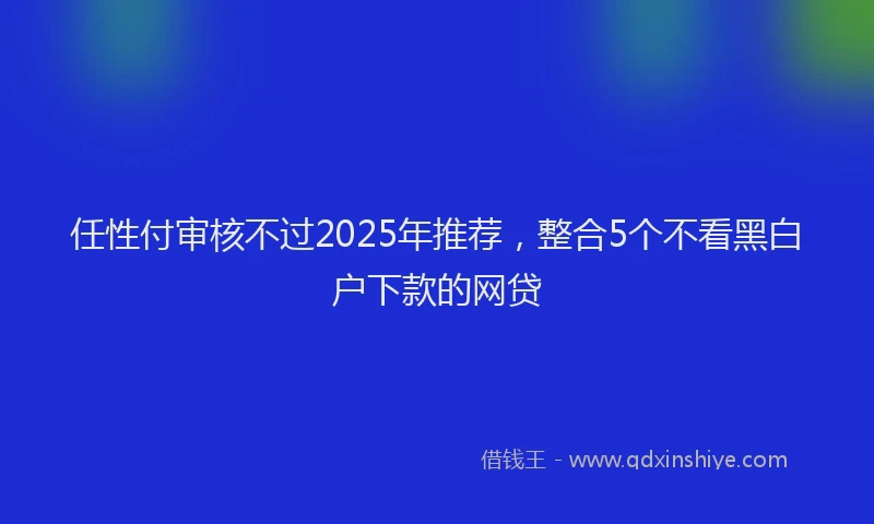 任性付审核不过2025年推荐，整合5个不看黑白户下款的网贷