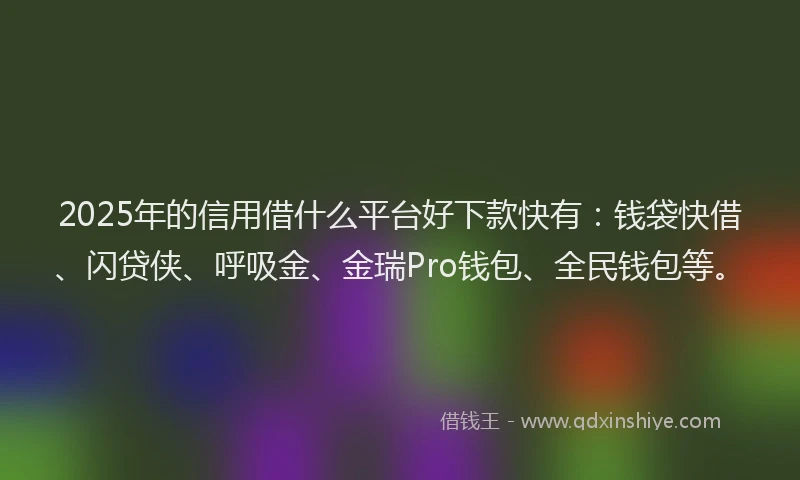 2025年的信用借什么平台好下款快有：钱袋快借、闪贷侠、呼吸金、金瑞Pro钱包、全民钱包等。
