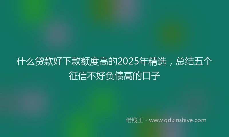 什么贷款好下款额度高的2025年精选，总结五个征信不好负债高的口子