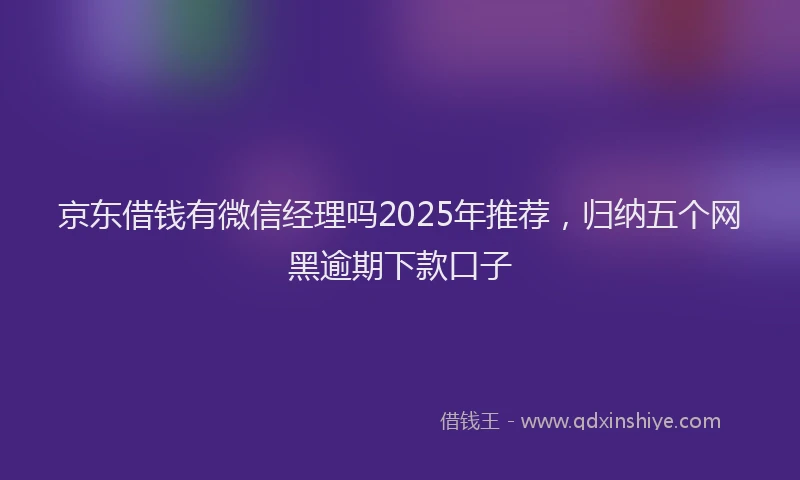 京东借钱有微信经理吗2025年推荐，归纳五个网黑逾期下款口子