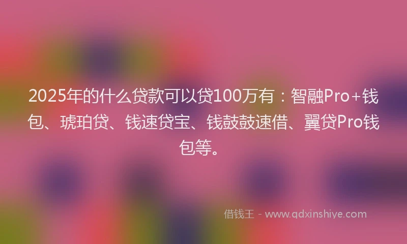 2025年的什么贷款可以贷100万有：智融Pro+钱包、琥珀贷、钱速贷宝、钱鼓鼓速借、翼贷Pro钱包等。
