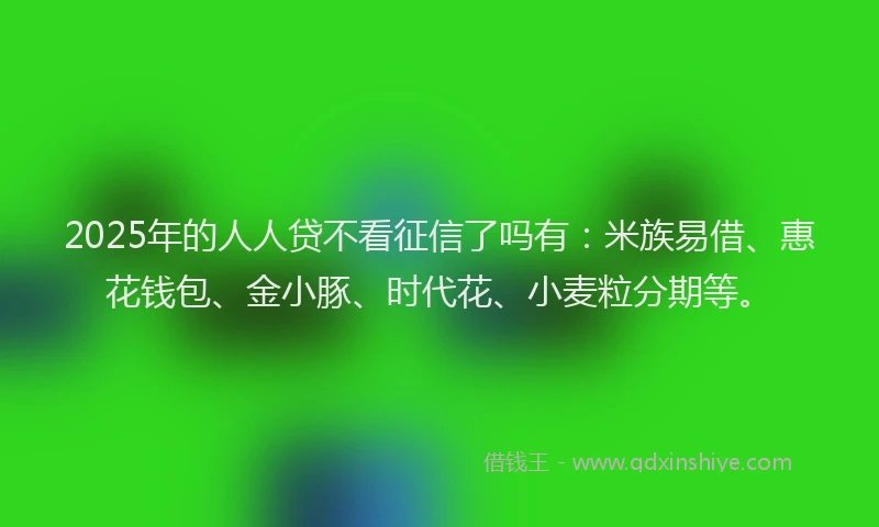2025年的人人贷不看征信了吗有：米族易借、惠花钱包、金小豚、时代花、小麦粒分期等。
