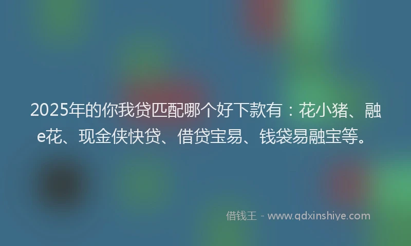 2025年的你我贷匹配哪个好下款有：花小猪、融e花、现金侠快贷、借贷宝易、钱袋易融宝等。