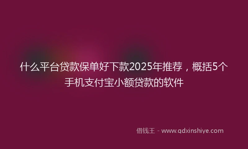 什么平台贷款保单好下款2025年推荐，概括5个手机支付宝小额贷款的软件