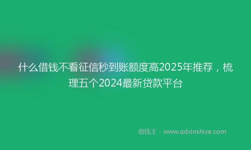 什么借钱不看征信秒到账额度高2025年推荐,梳理五个2024最新贷款平台