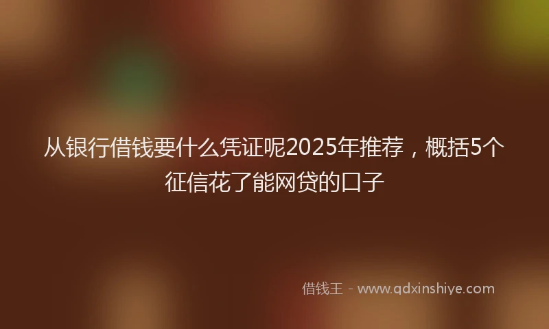 从银行借钱要什么凭证呢2025年推荐，概括5个征信花了能网贷的口子