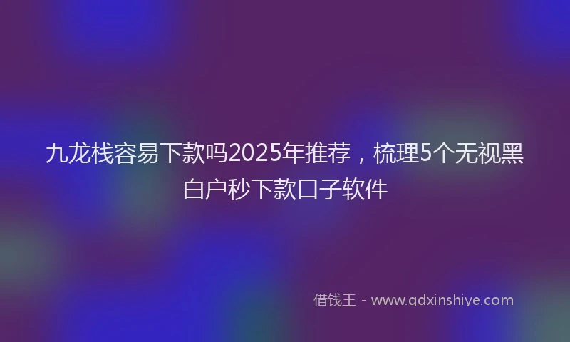 九龙栈容易下款吗2025年推荐，梳理5个无视黑白户秒下款口子软件
