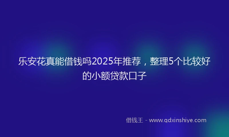 乐安花真能借钱吗2025年推荐，整理5个比较好的小额贷款口子