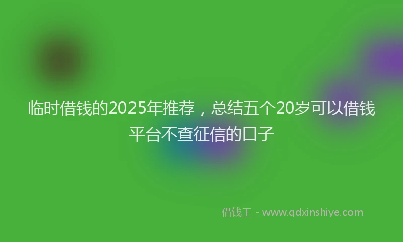 临时借钱的2025年推荐，总结五个20岁可以借钱平台不查征信的口子