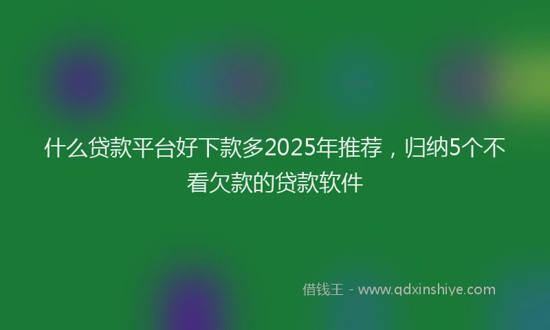什么贷款平台好下款多2025年推荐，归纳5个不看欠款的贷款软件