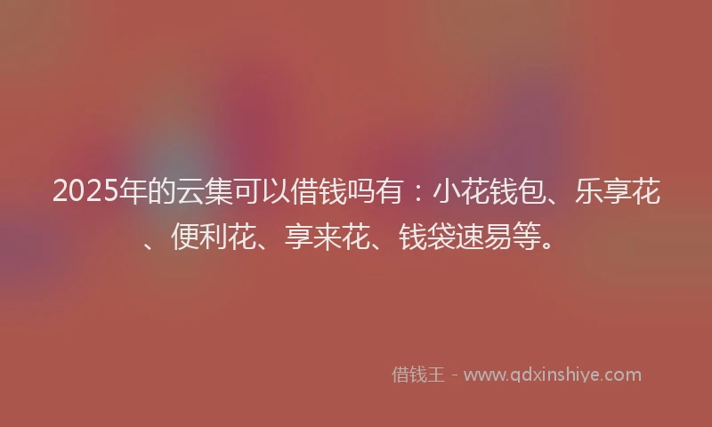 2025年的云集可以借钱吗有：小花钱包、乐享花、便利花、享来花、钱袋速易等。